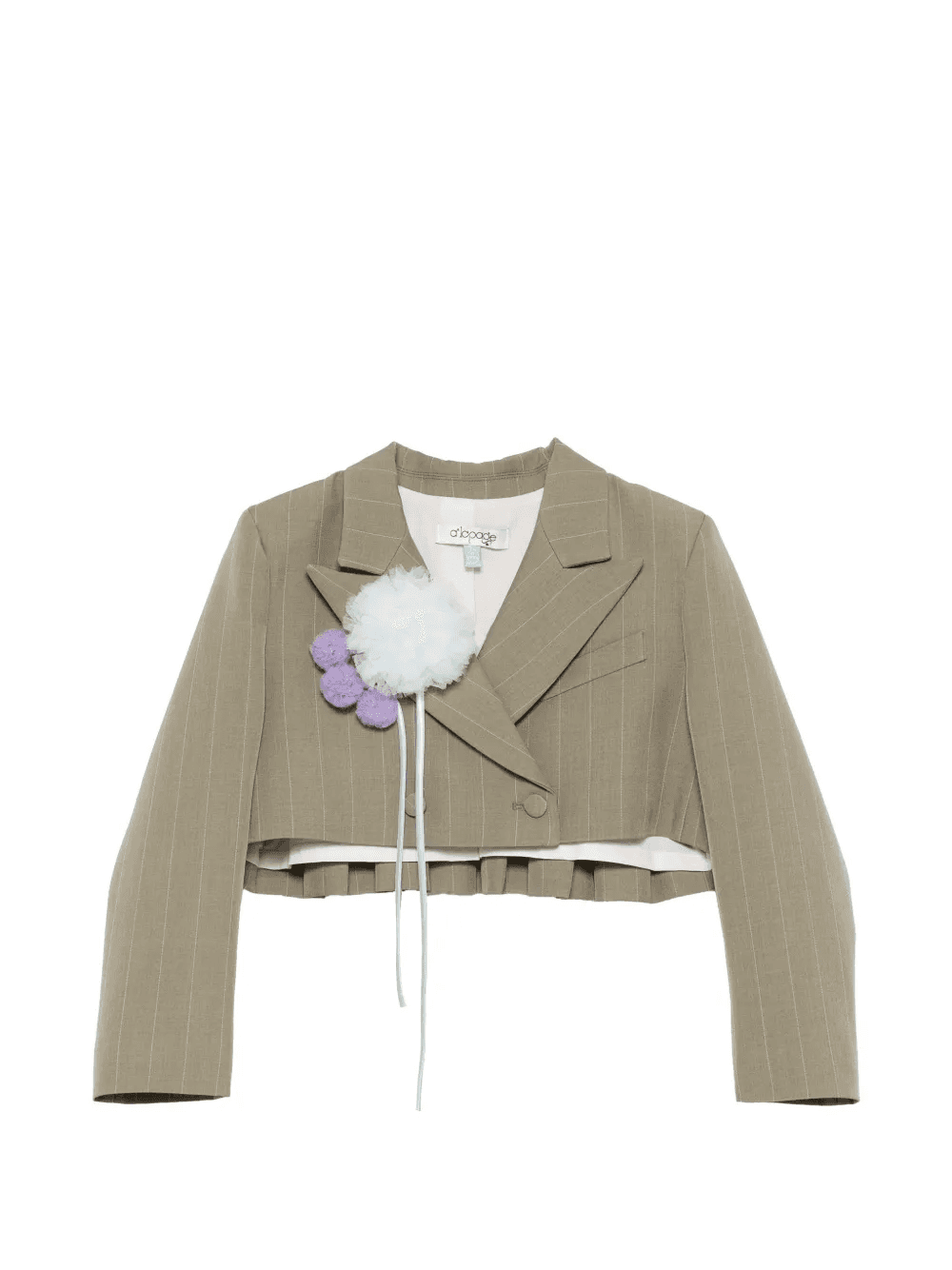 pinstripe appliqué cropped jacket - Image 1
