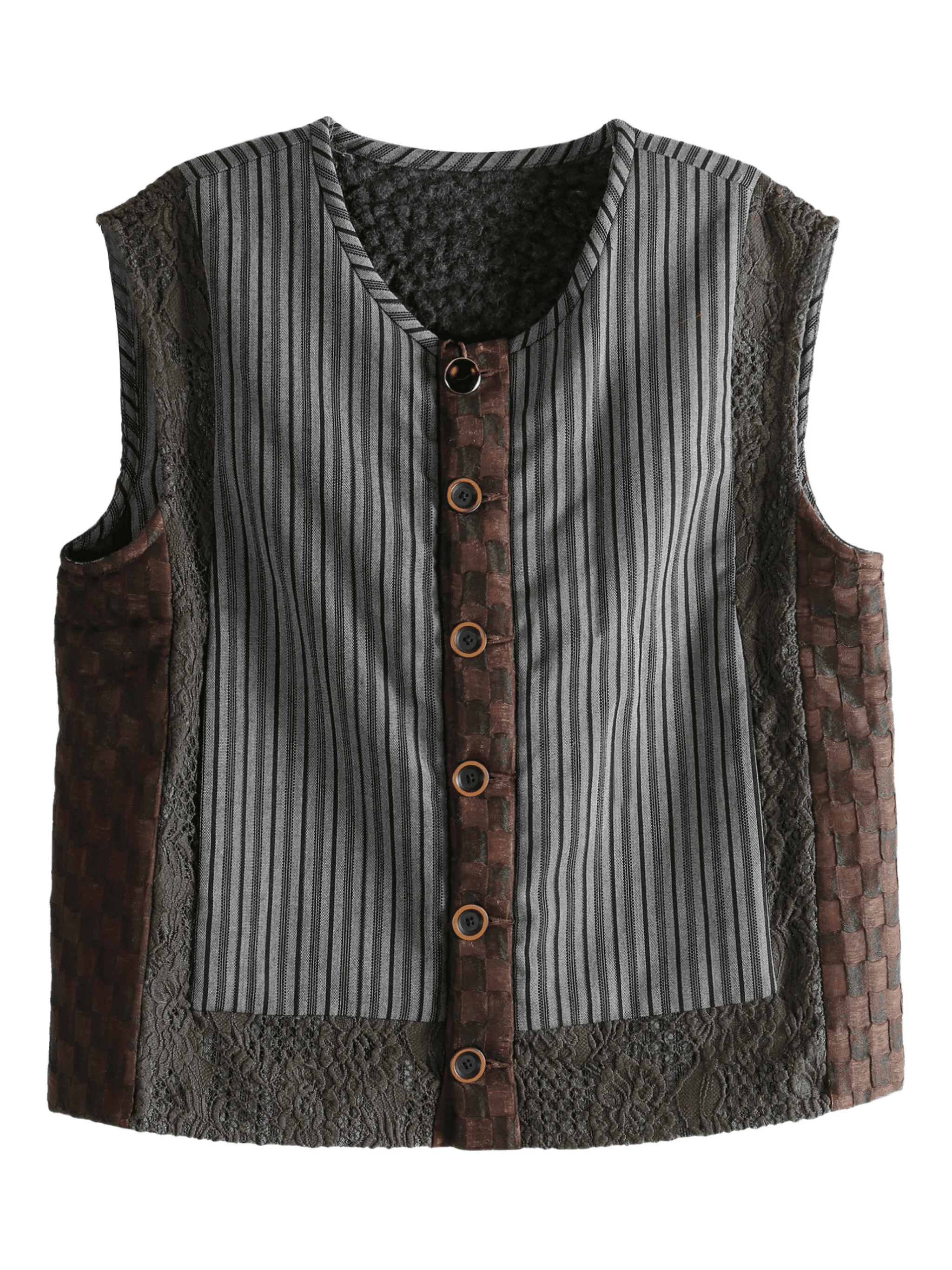 patchwork buttoned vest - Image 1