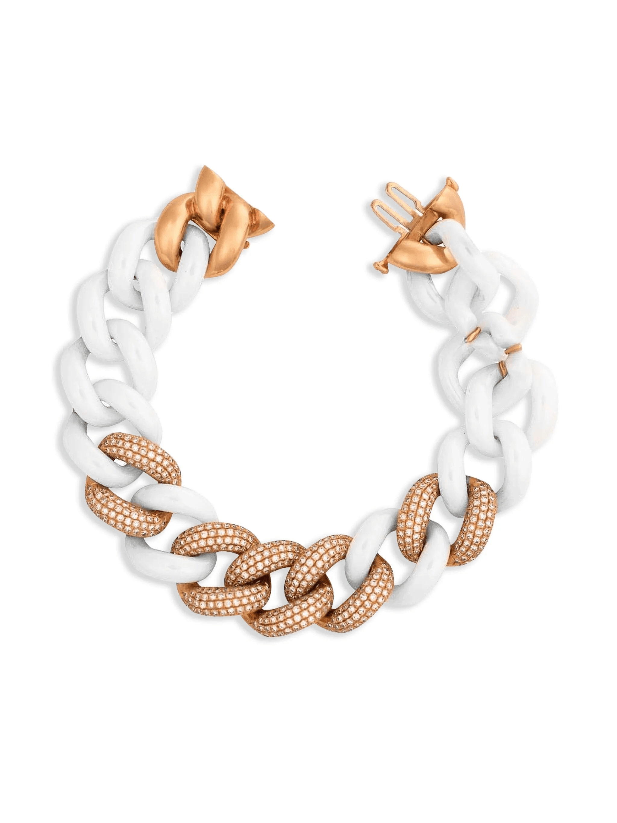 18K rose gold diamond 5 pavé bracelet - Image 1