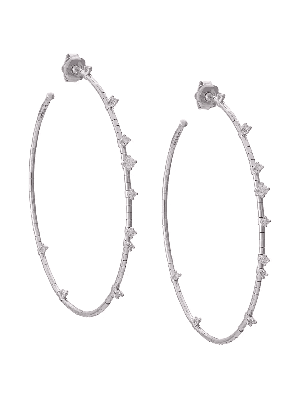 18kt white gold diamond hoop earrings - Image 1