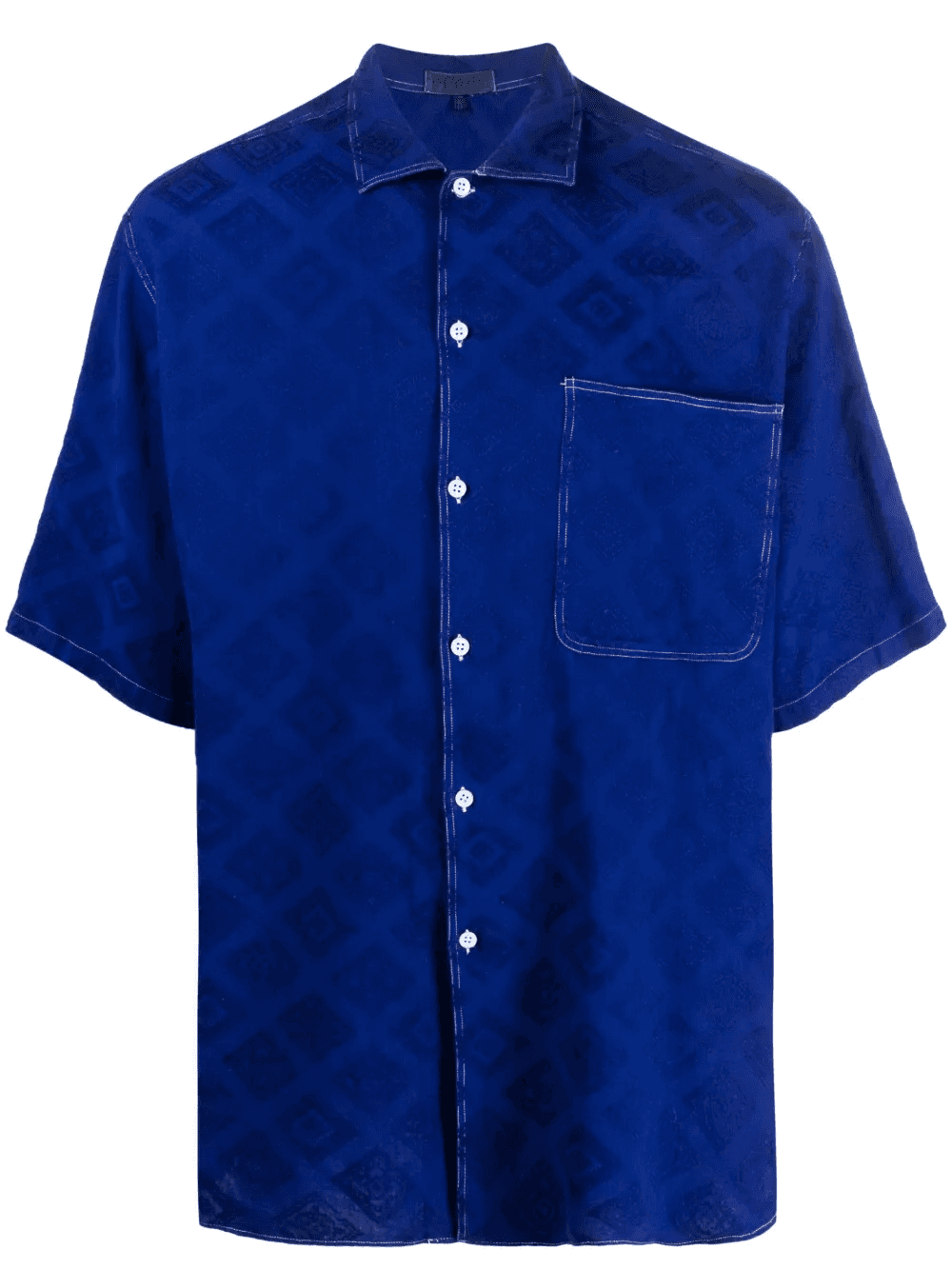 1990s patterned-jacquard short-sleeved shirt - Image 1