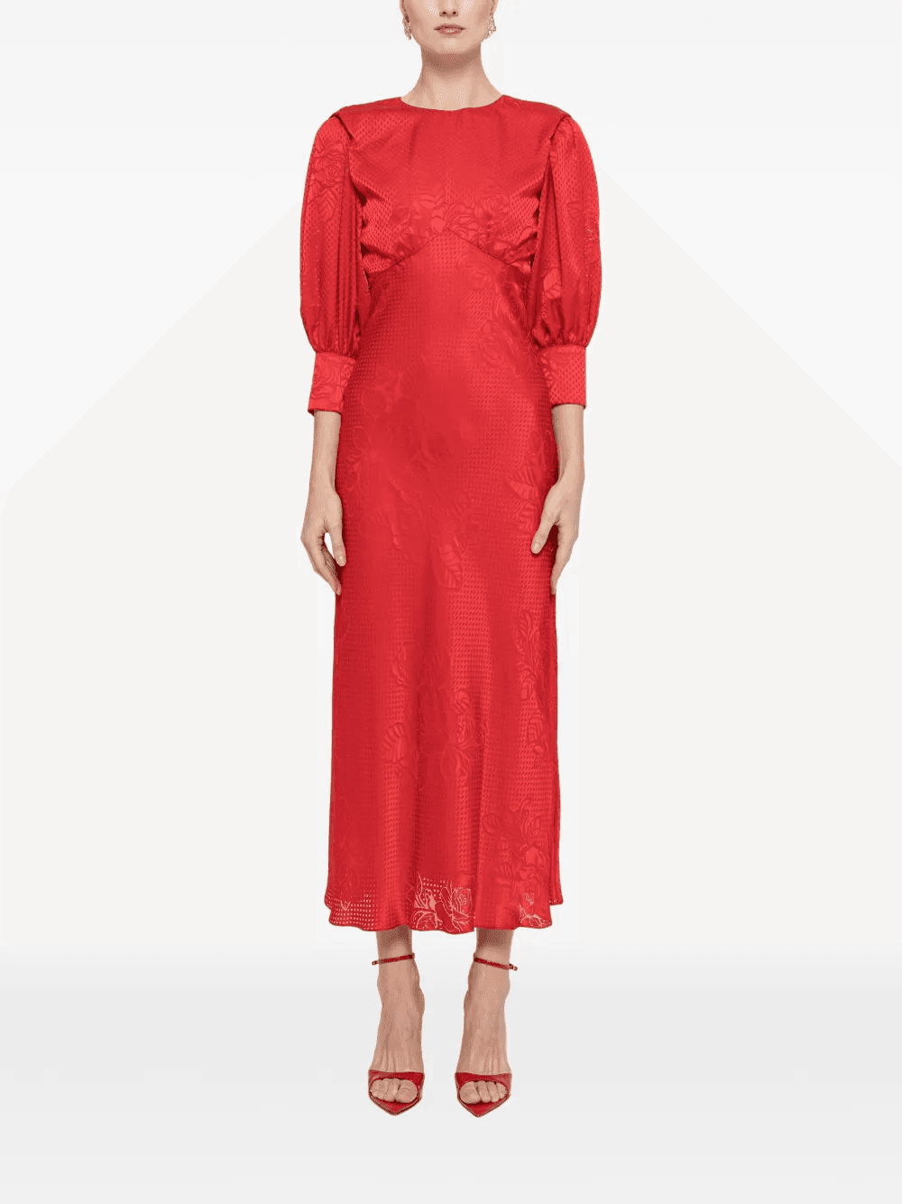 puff-sleeve midi dress - Image 1