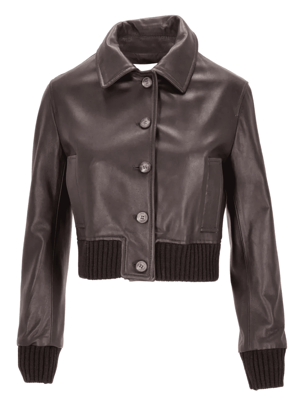 leather cropped jacket - Image 1