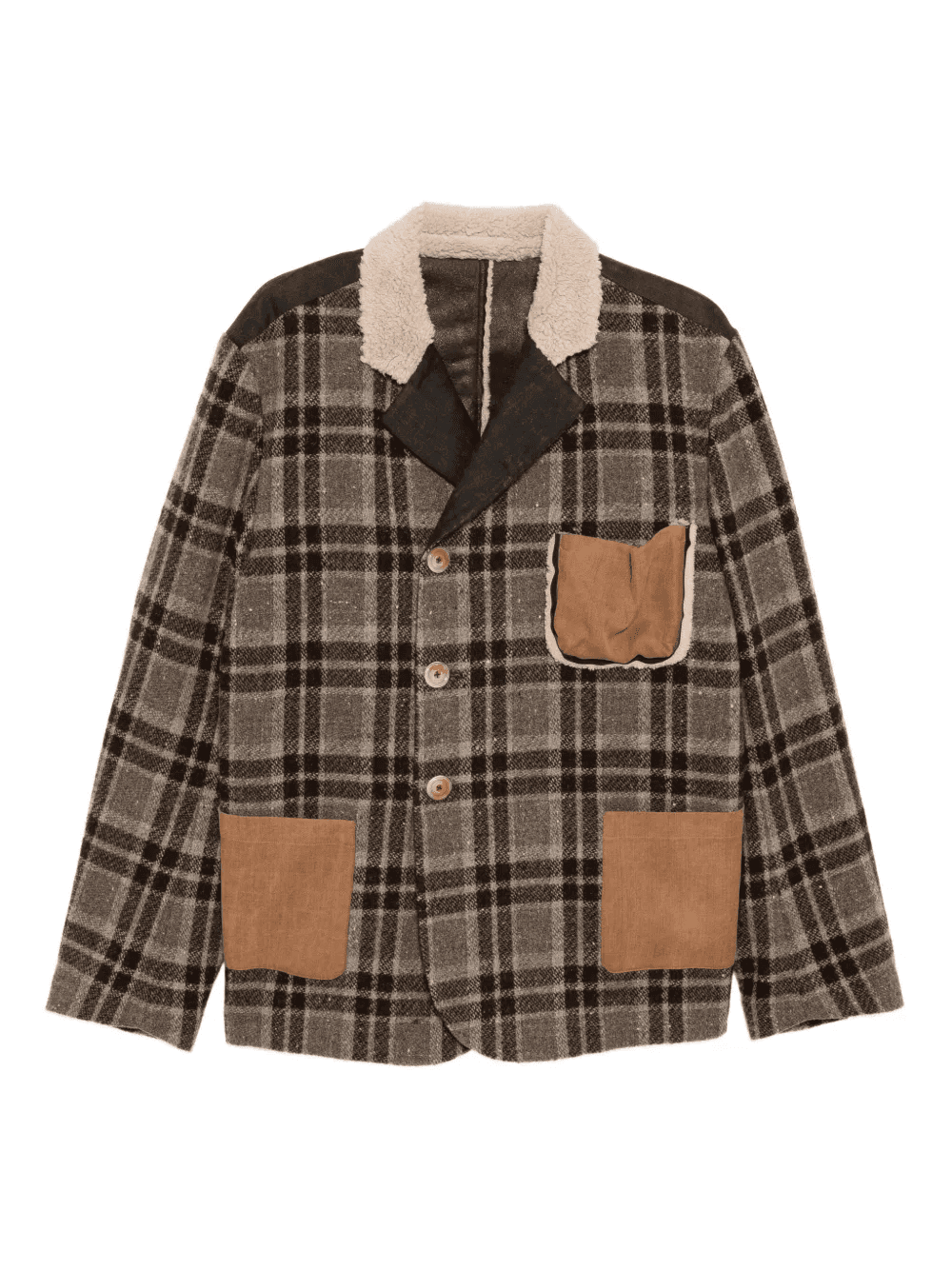 checked leather jacket - Image 1