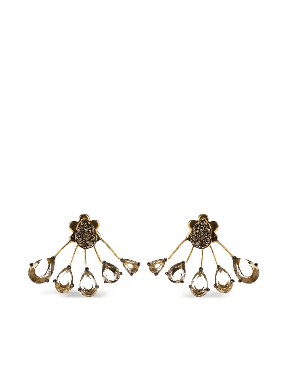 18K yellow gold diamond earrings - Image 1