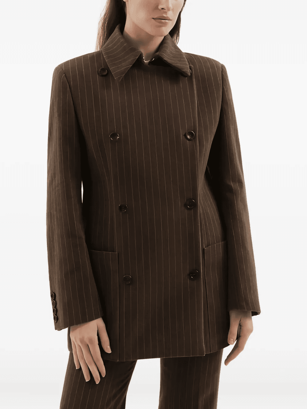 double-breasted pinstripe blazer - Image 1