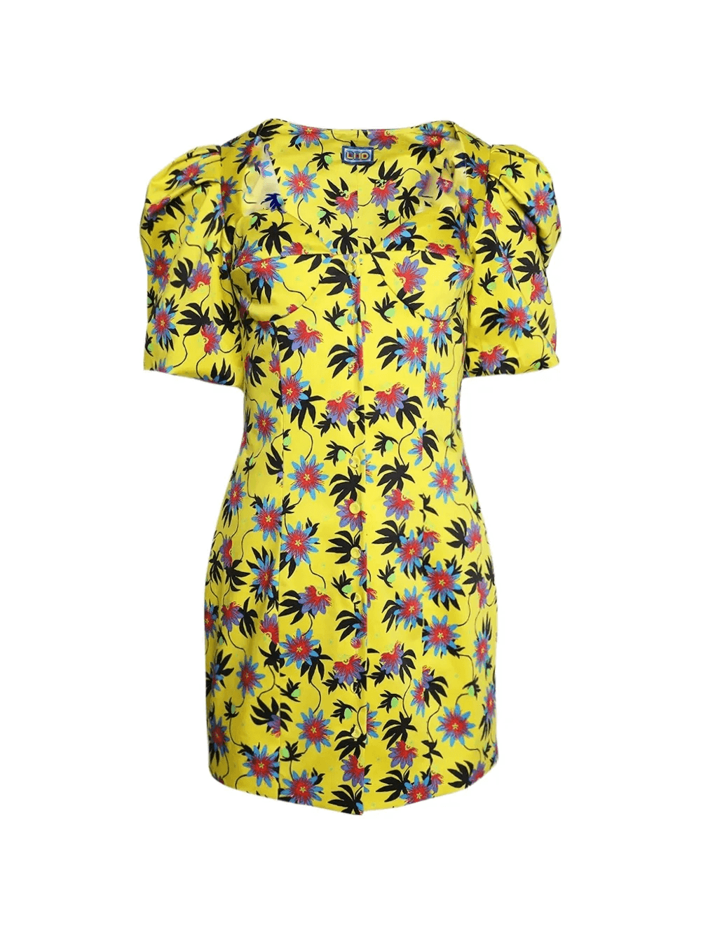 floral puff-sleeve mini dress - Image 1