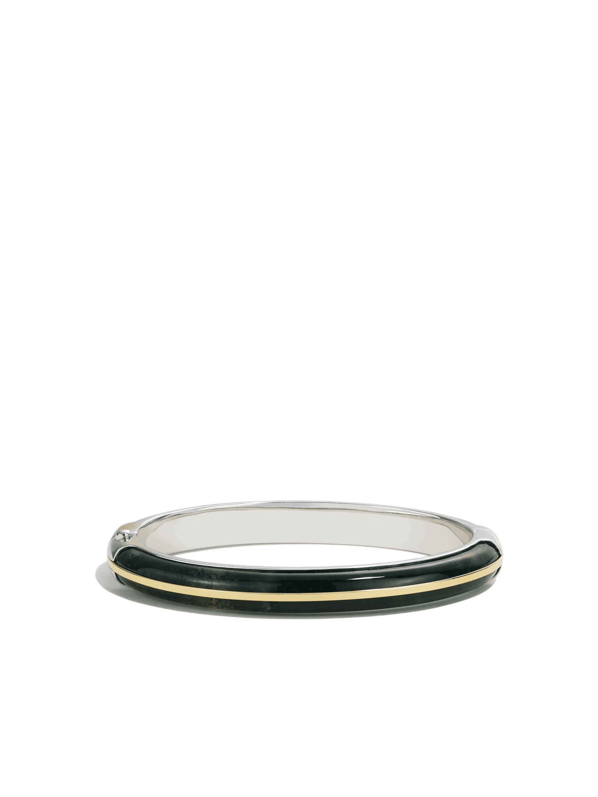 14K gold and sterling silver agate bangle ring - Image 1