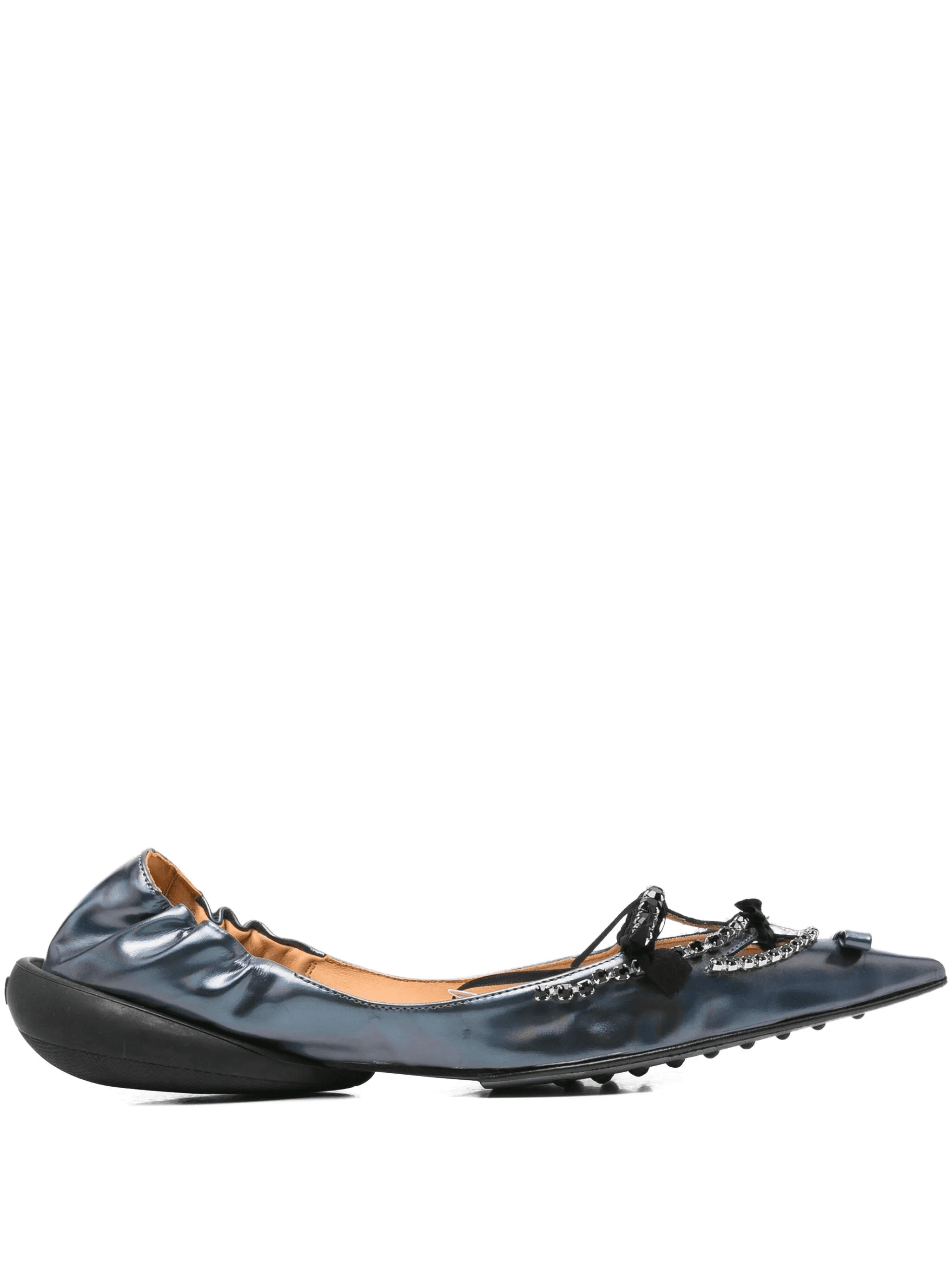 Milky embellished pointed-toe ballet flats - Image 1