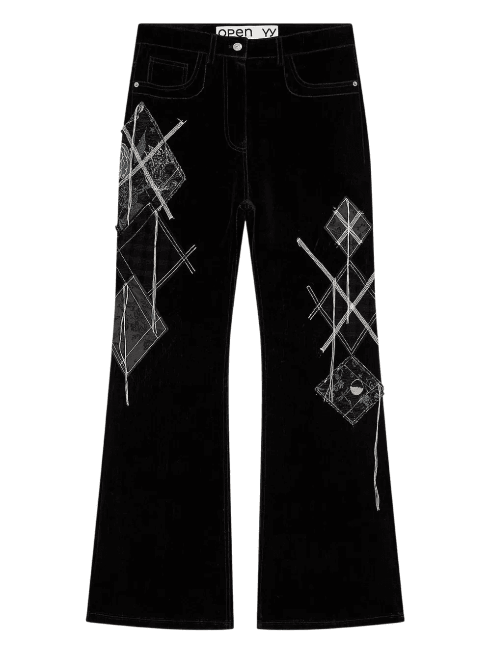 argyle-patched bootcut trousers - Image 1