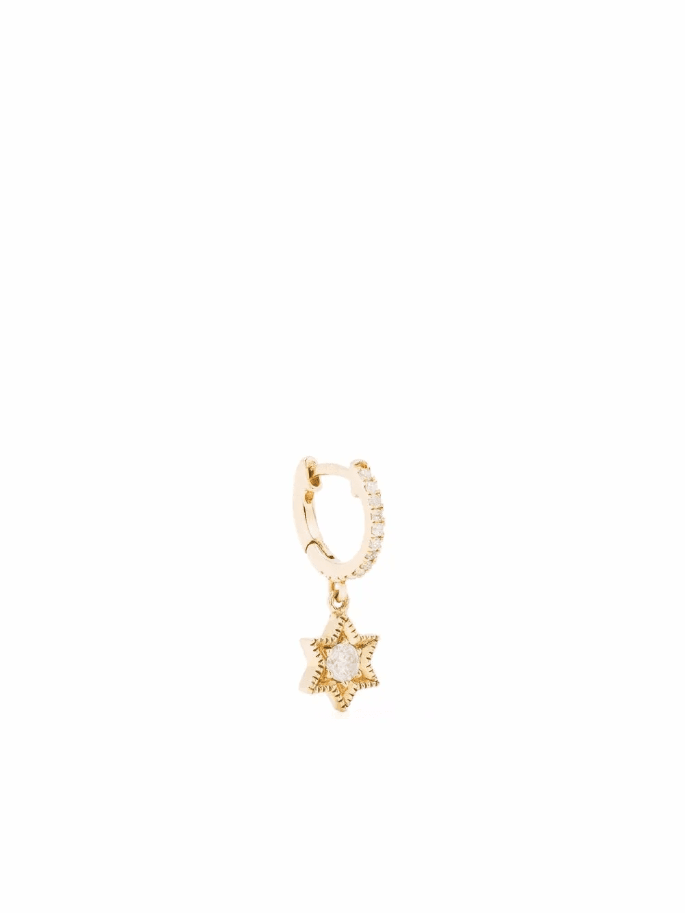 18kt yellow gold Baby Star diamond hoop earring - Image 1