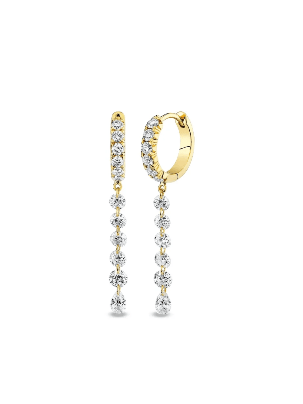 18K yellow gold diamond hoop earrings - Image 1