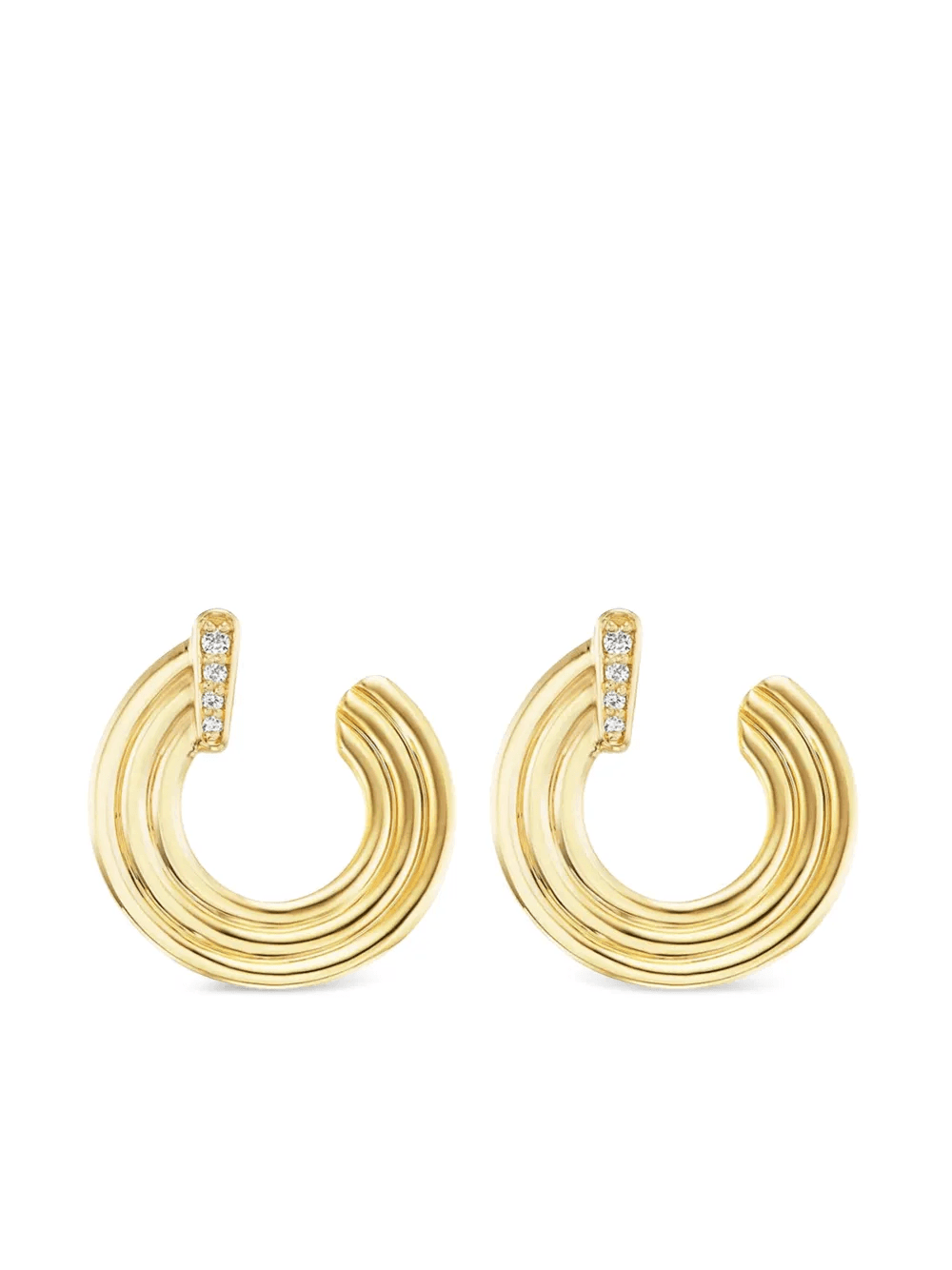 18K yellow gold mini Record diamond earrings - Image 1