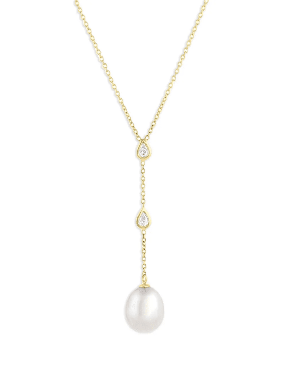 14K yellow gold South Sea pearl and diamond necklace - Image 1
