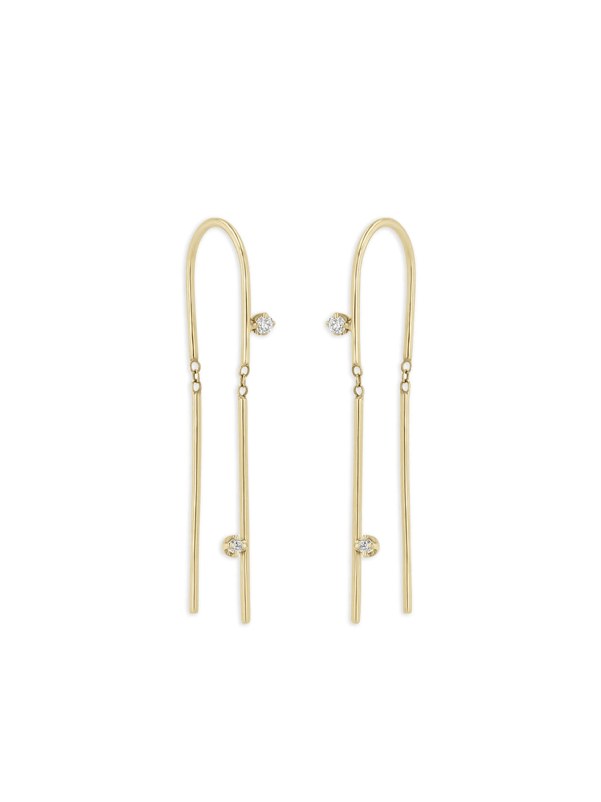 14K yellow gold Wire diamond earrings - Image 1