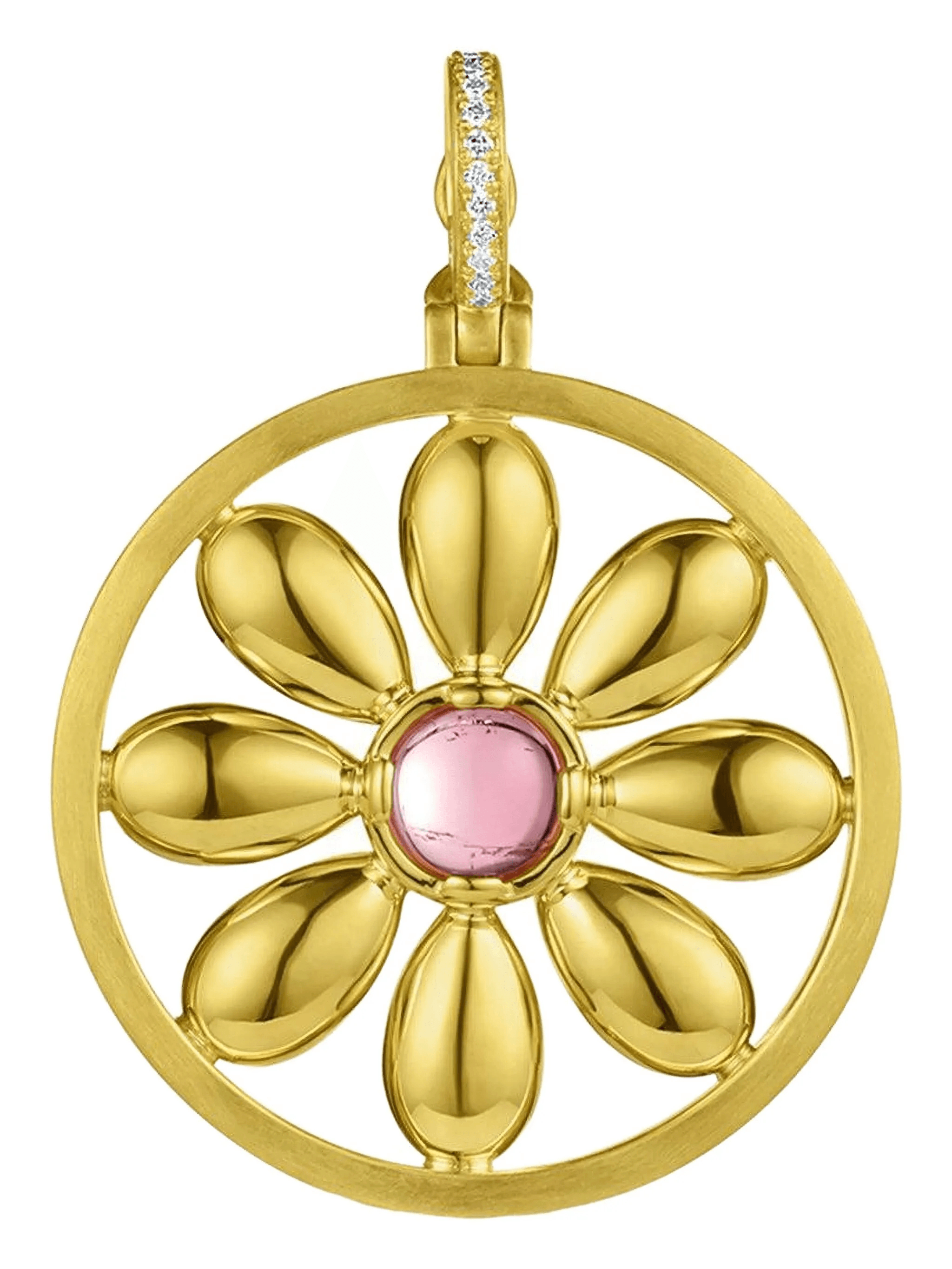18K yellow gold Flower Tourmaline pendant - Image 1