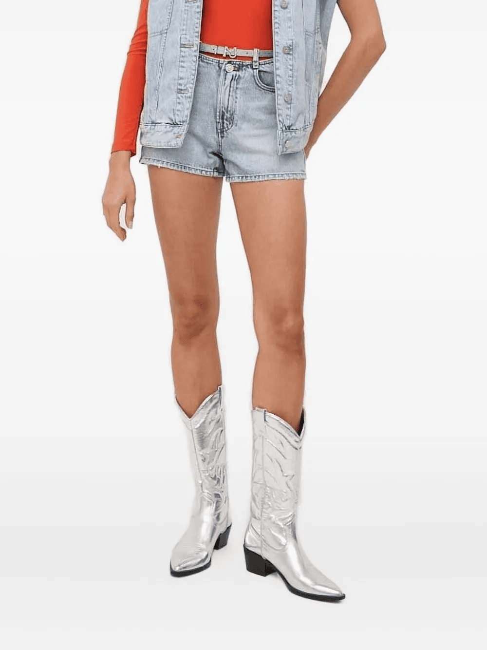 mushroom-embellished denim shorts - Image 1