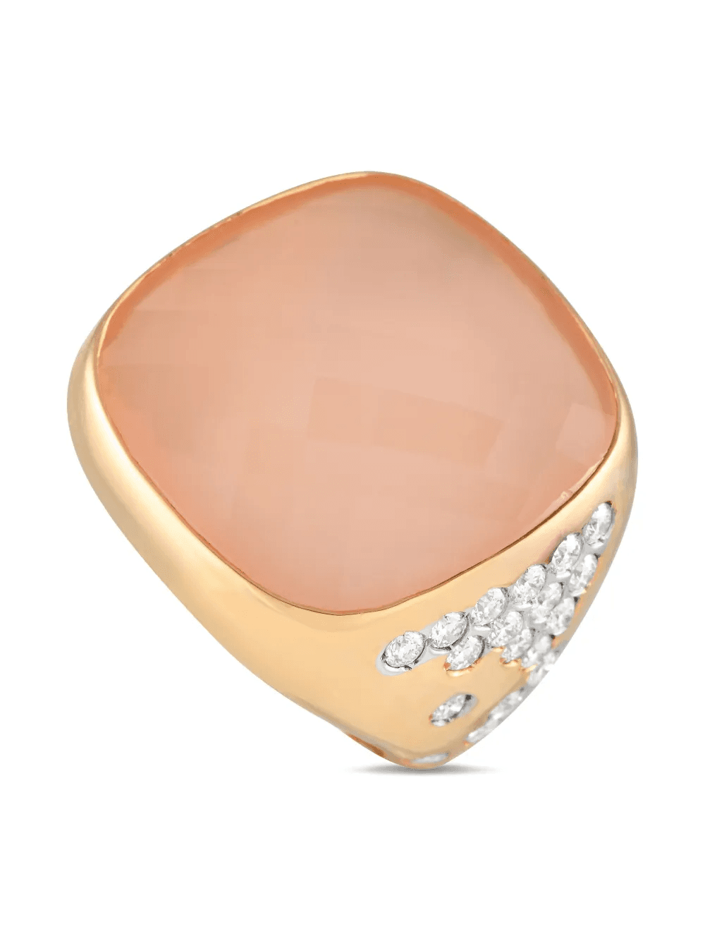 18K yellow gold diamond and chalcedony signet ring - Image 1