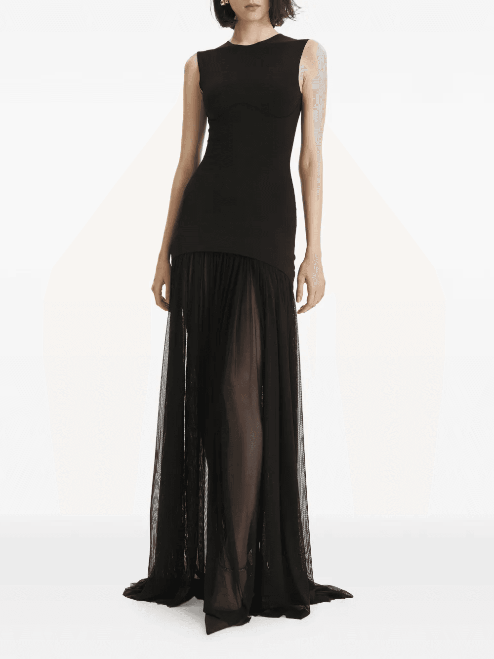 tulle-panel maxi dress - Image 1