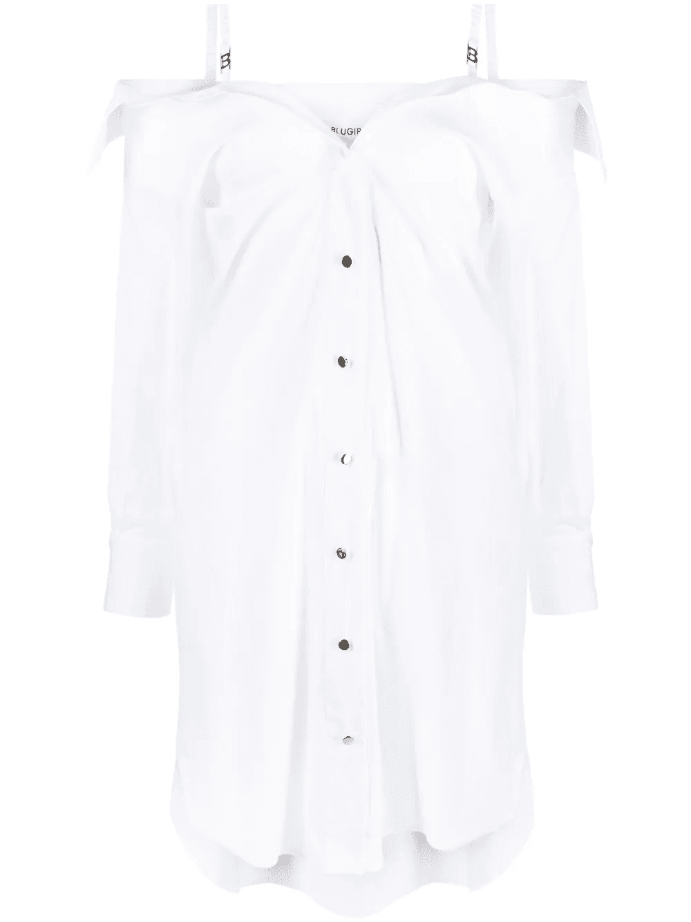 off-shoulder shirt dress - Image 1