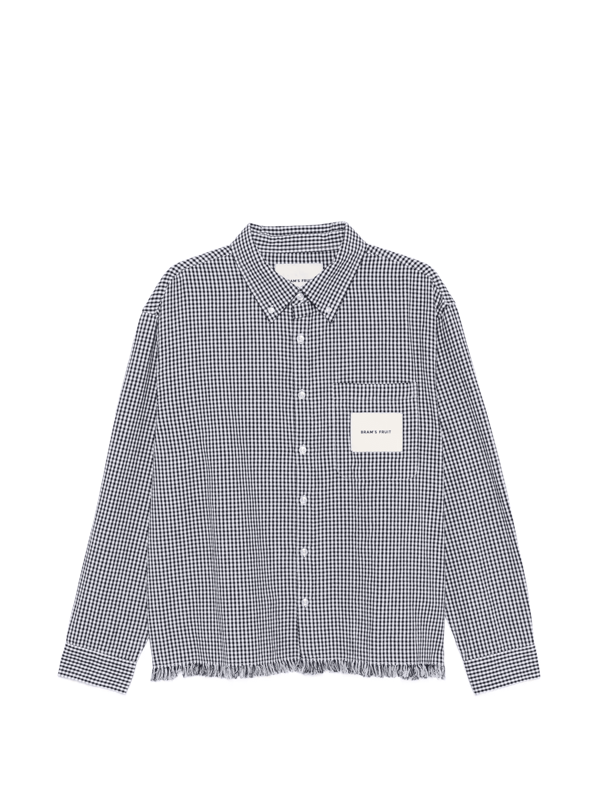 gingham-pattern frayed shirt - Image 1