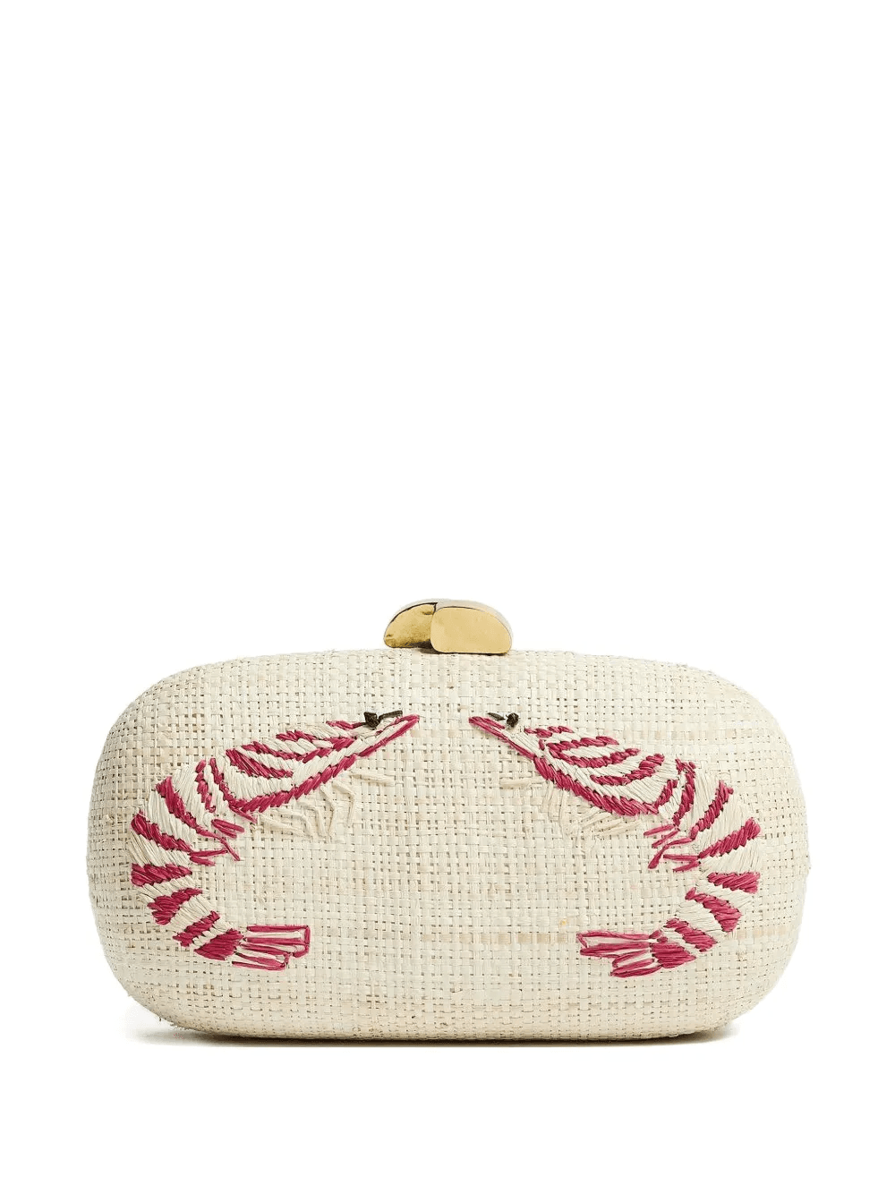 Shrimp Cocktail embroidered raffia clutch - Image 1