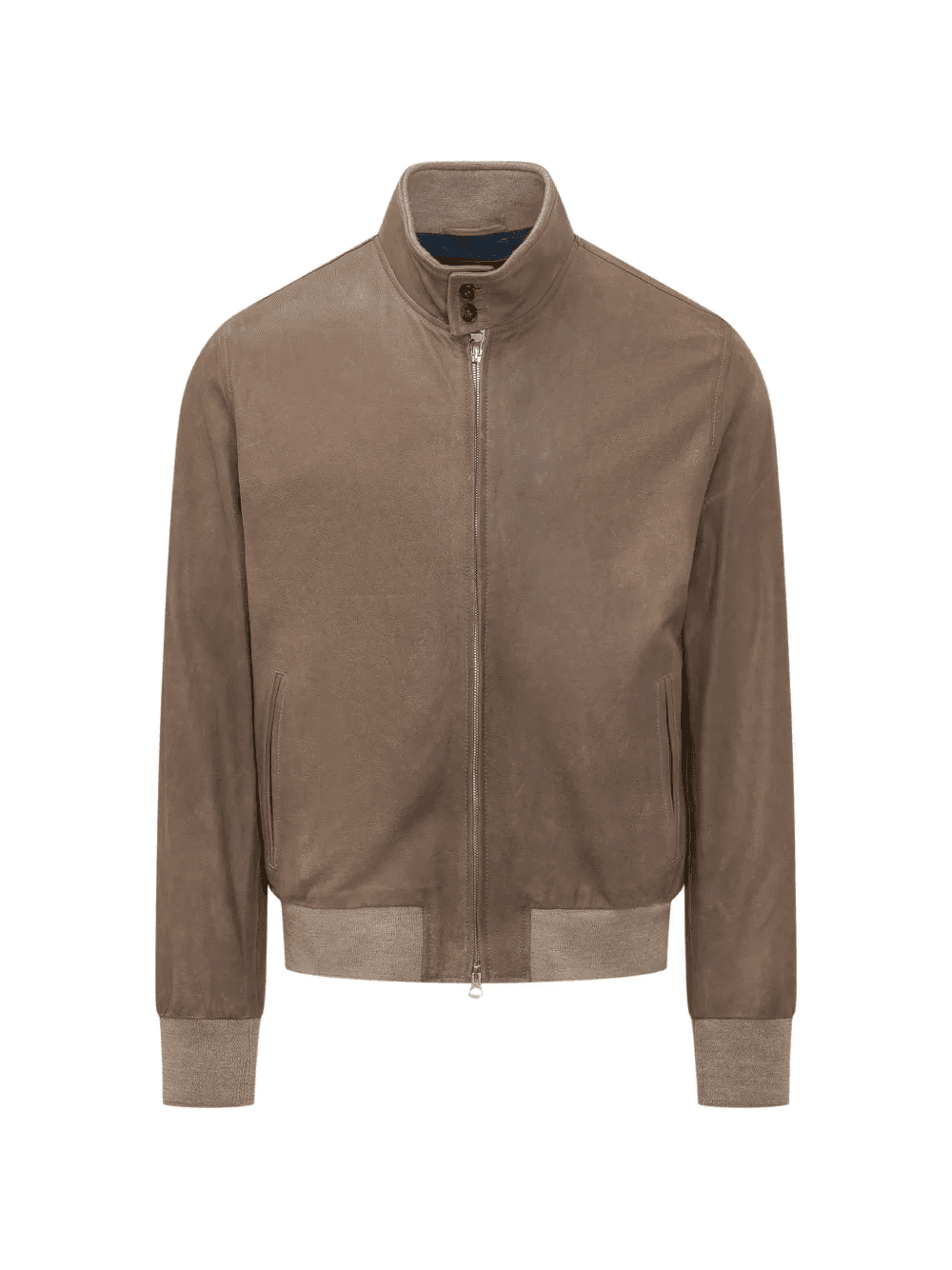 high-neck leather bomber jacket - Image 1