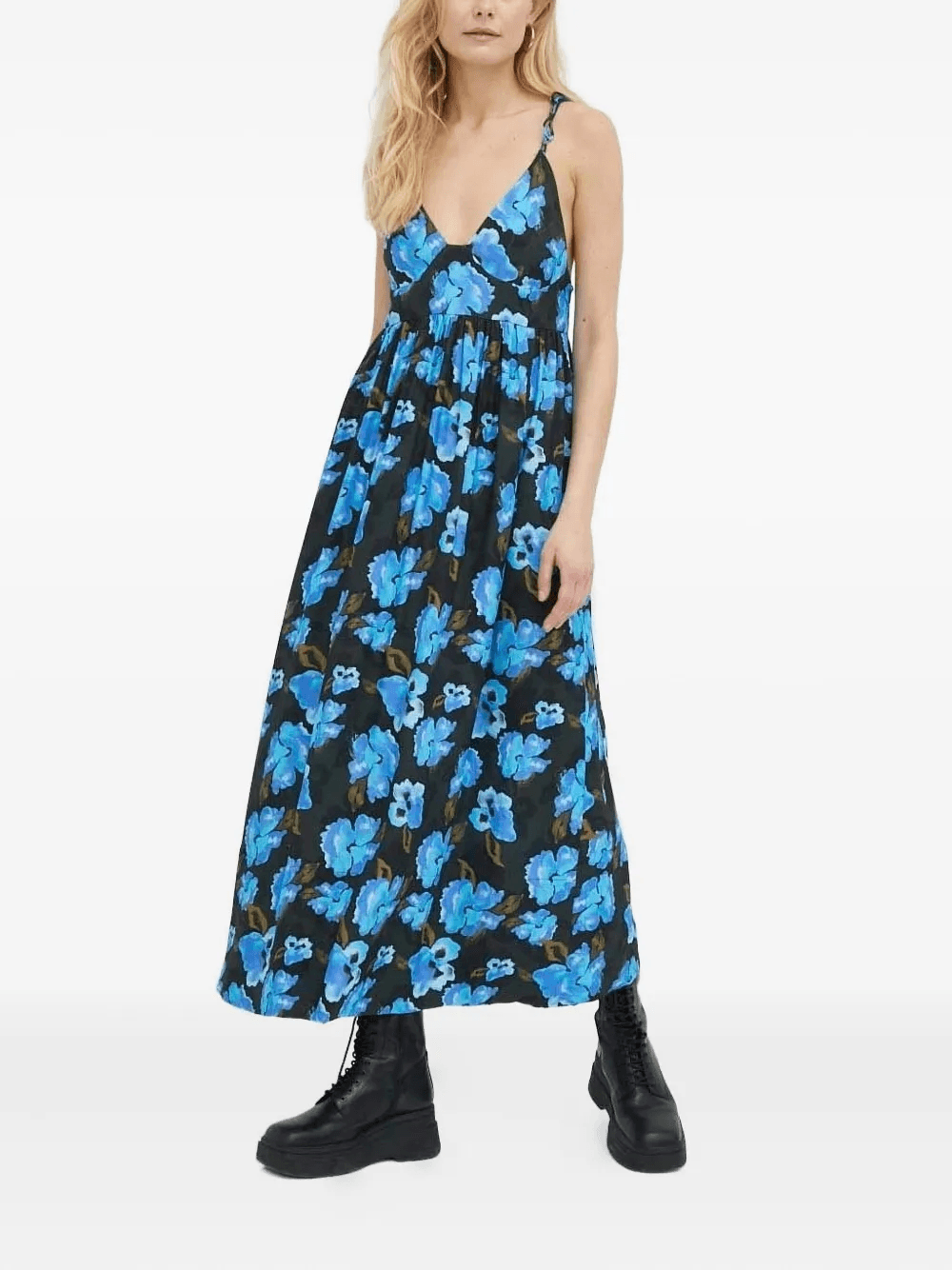 Mimi floral-print tie-strap midi dress - Image 1