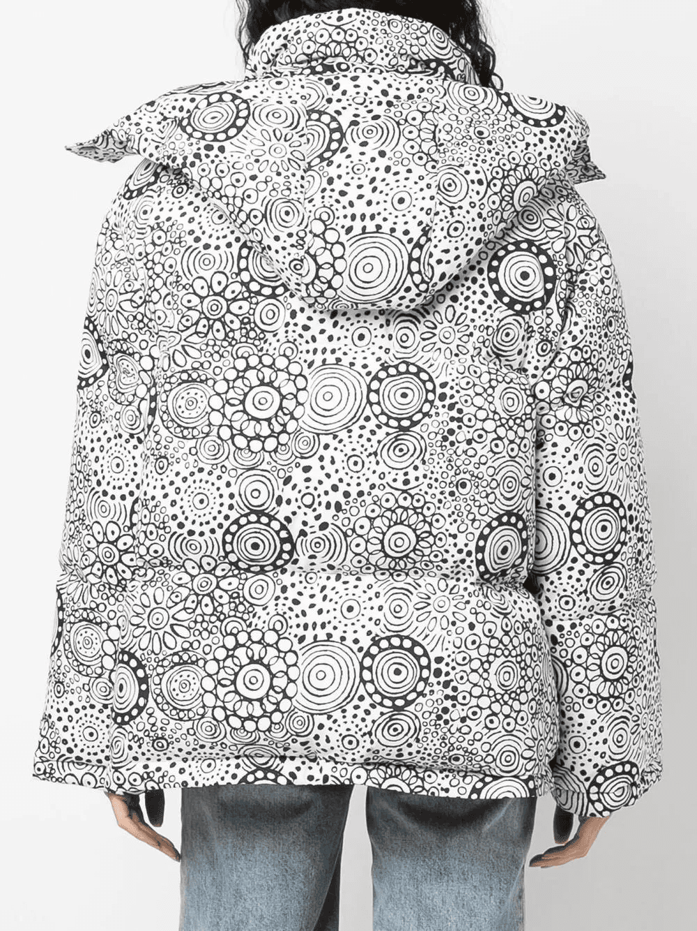 abstract-print hooded puffer jacket — Image 2
