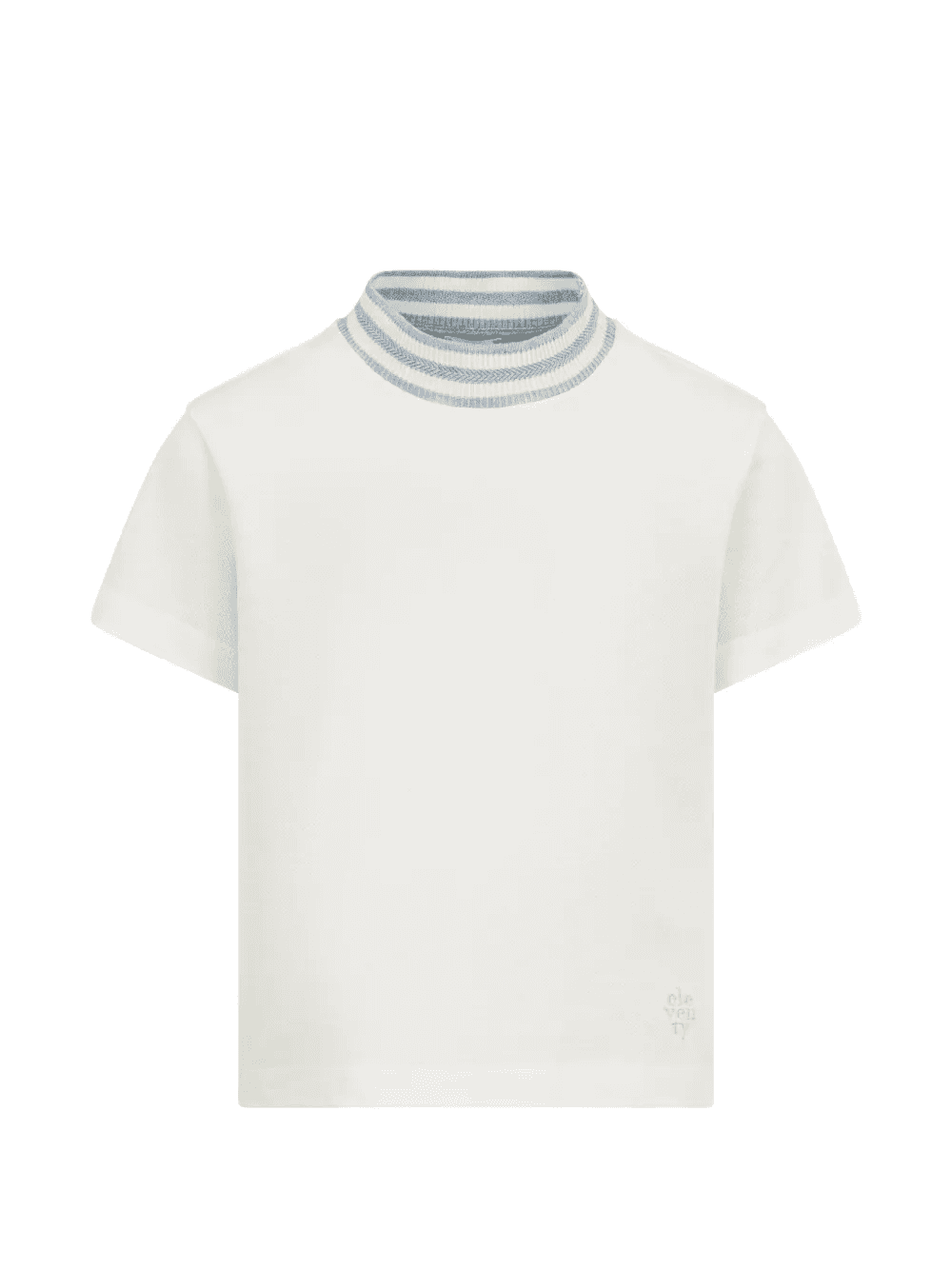 striped funnel neck T-shirt - Image 1