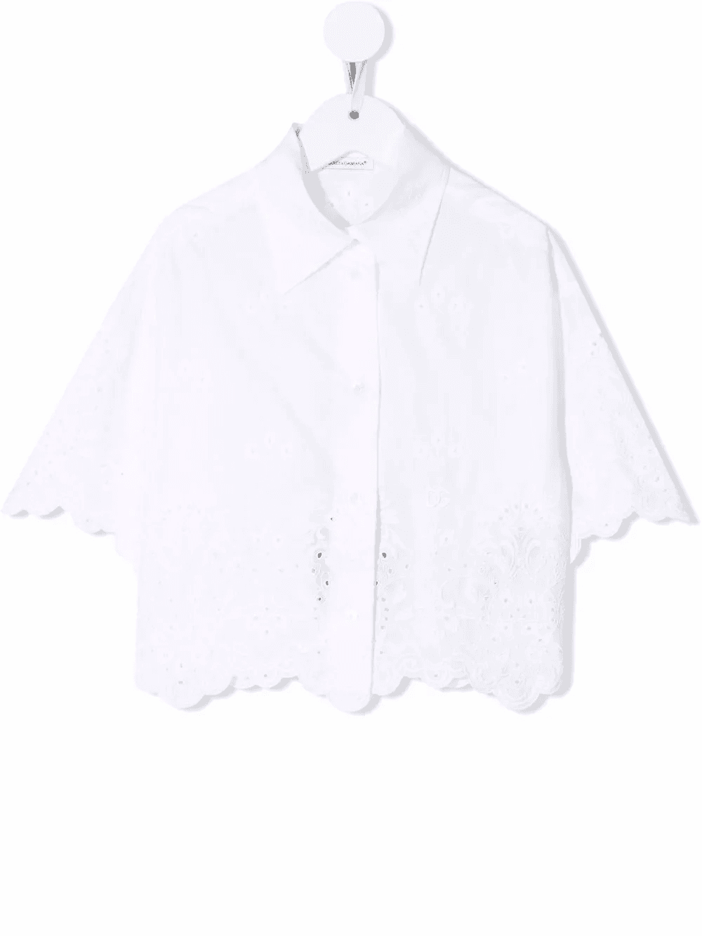lace-trimmed embroidered shirt - Image 1
