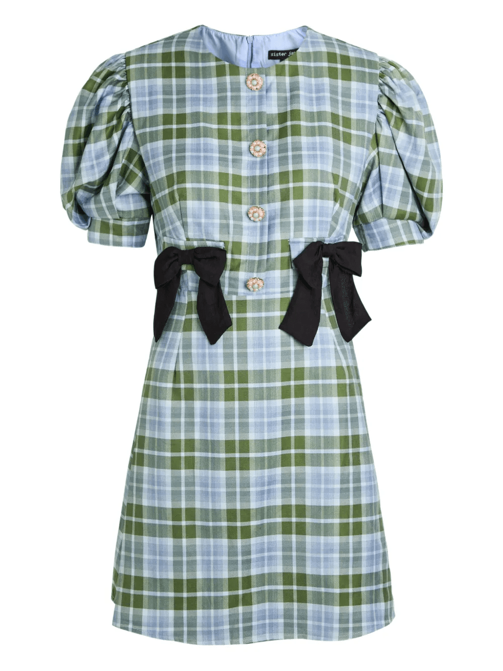 bow-detail plaid-print dress - Image 1