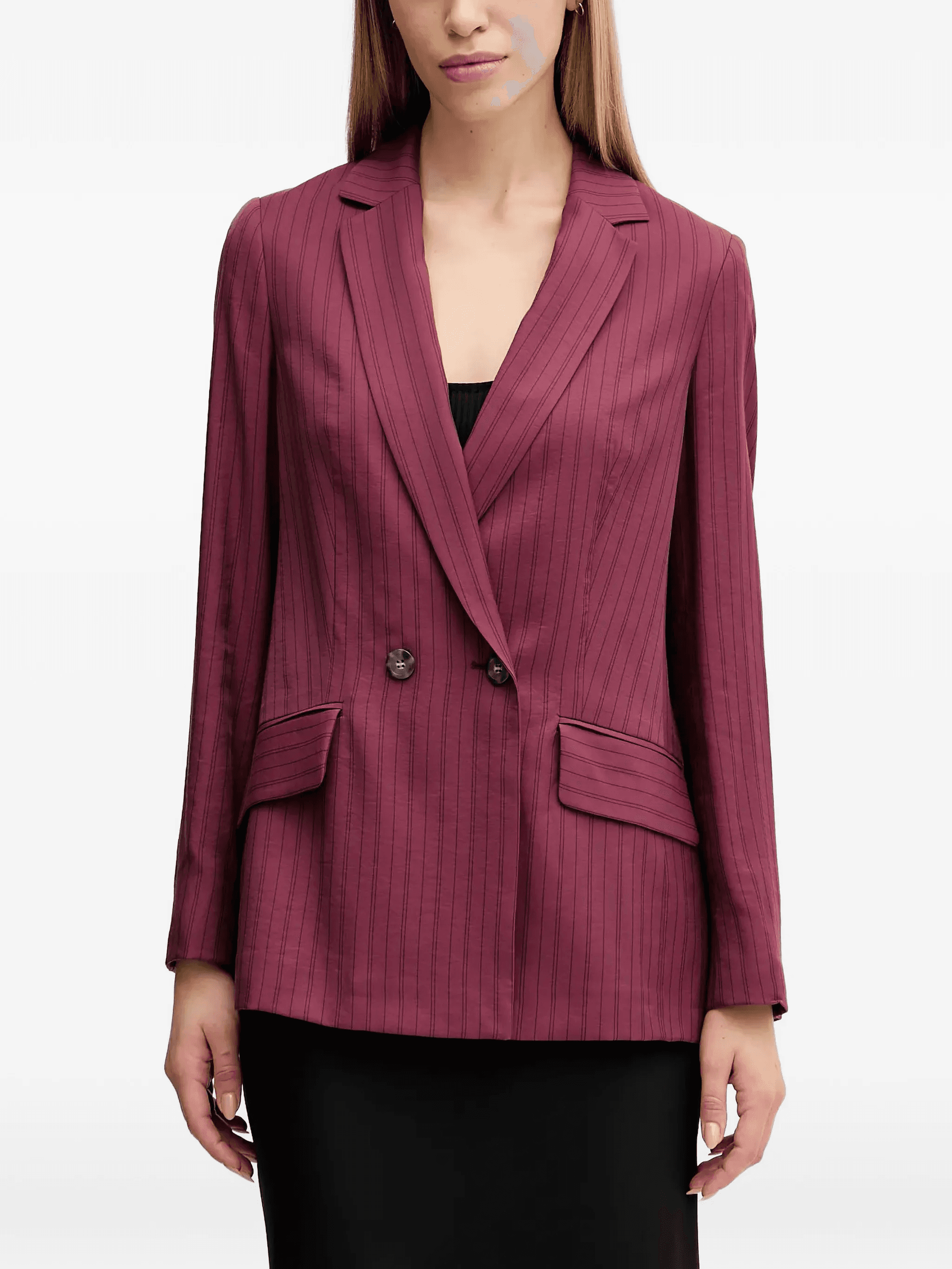 pinstripe double-breasted blazer - Image 1
