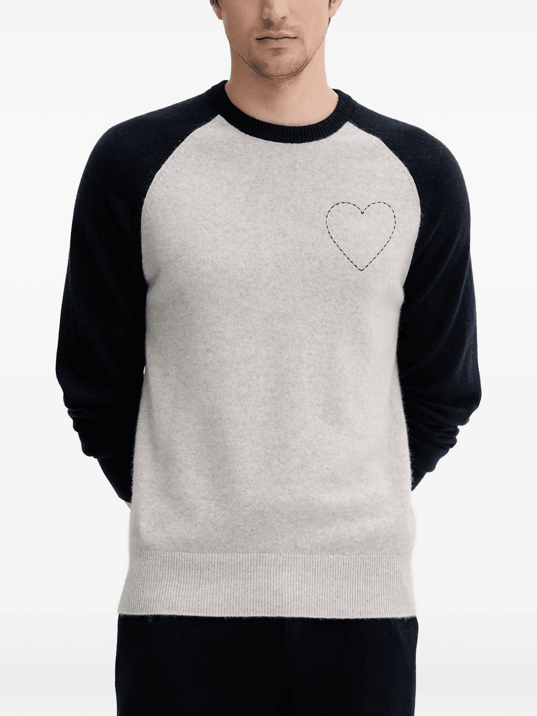heart-appliqué raglan-sleeve sweater - Image 1