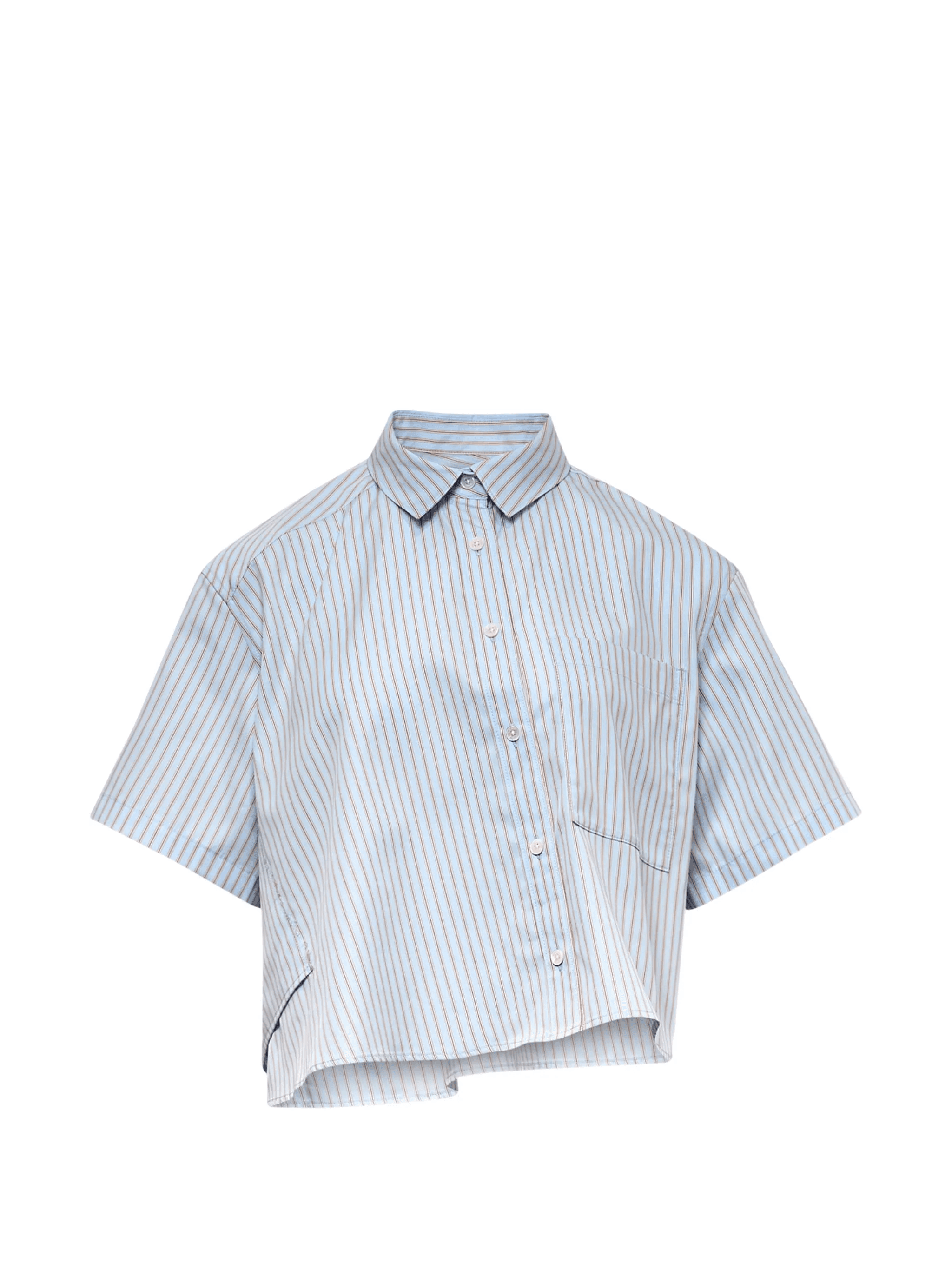 asymmetrical stripe cropped shirt - Image 1