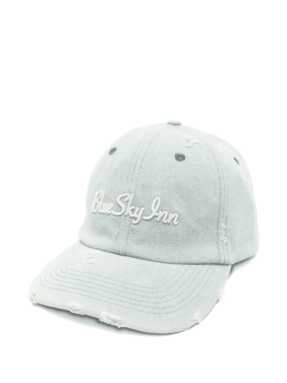 washed denim embroidered logo cap - Image 1