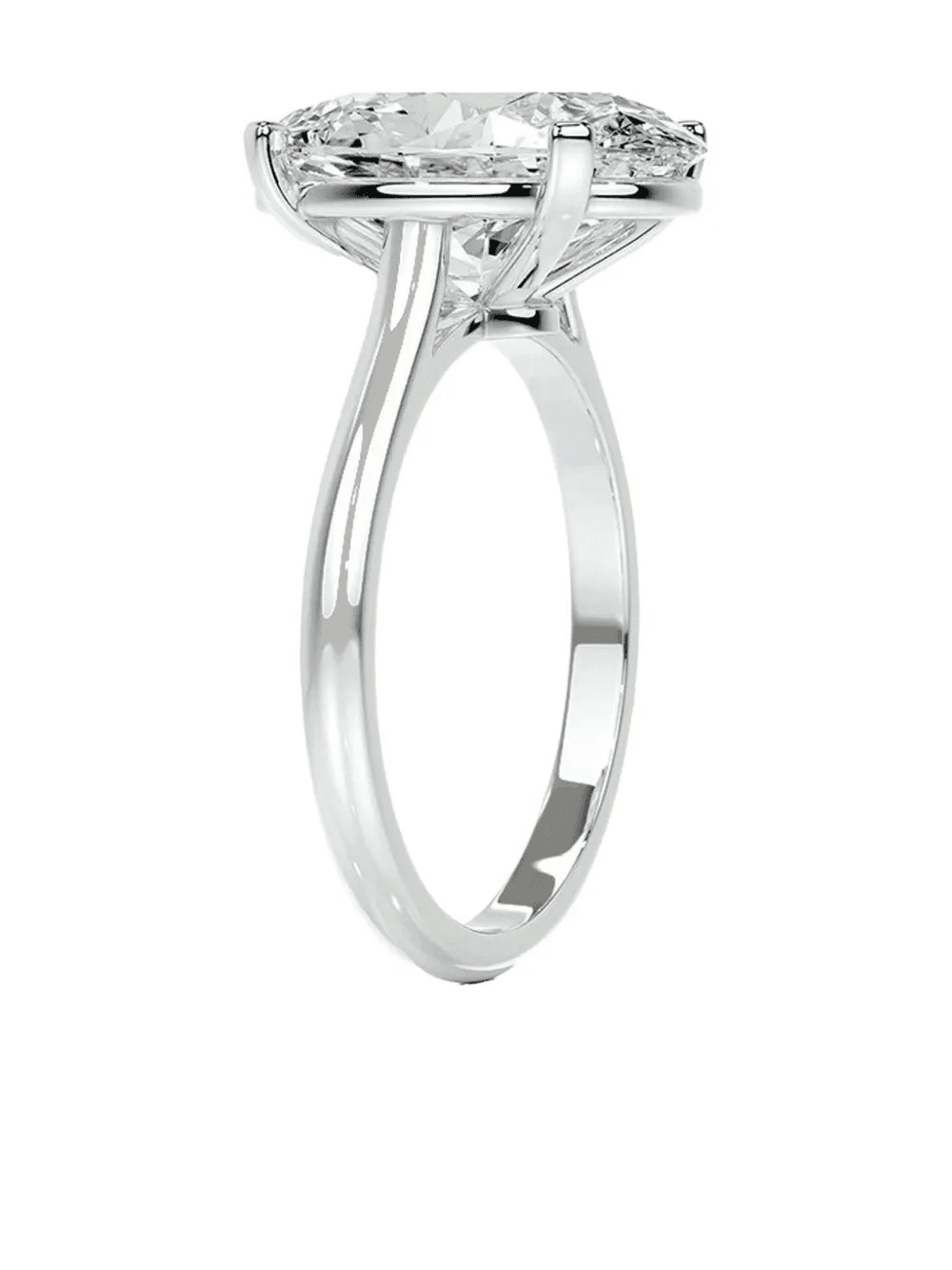 14K white gold oval diamond solitaire ring - Image 1