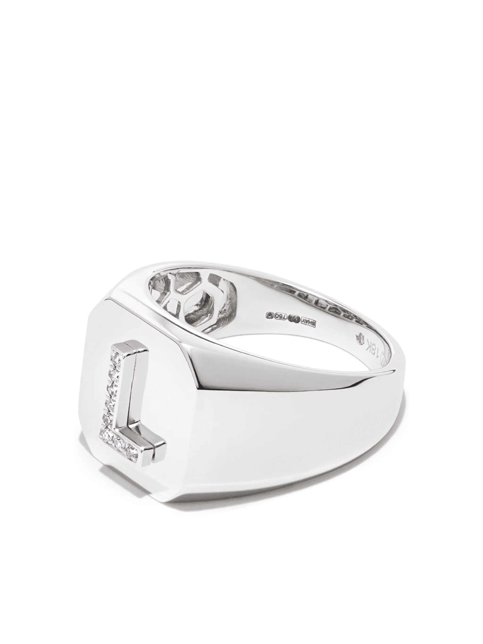 18K white gold champion initial ring - Image 1