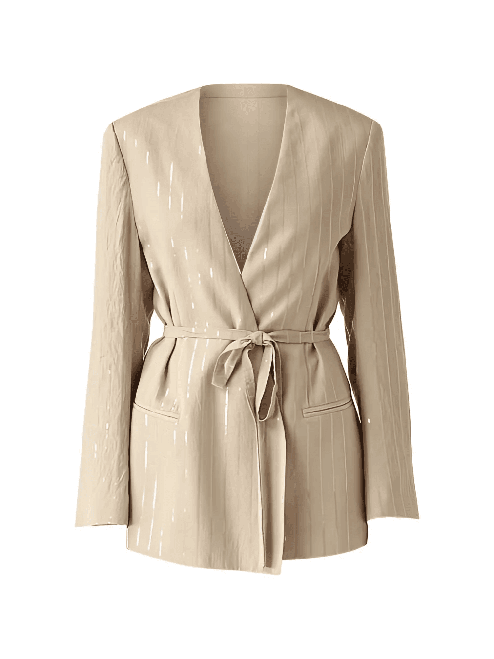 belted V-neck jacket - Image 1