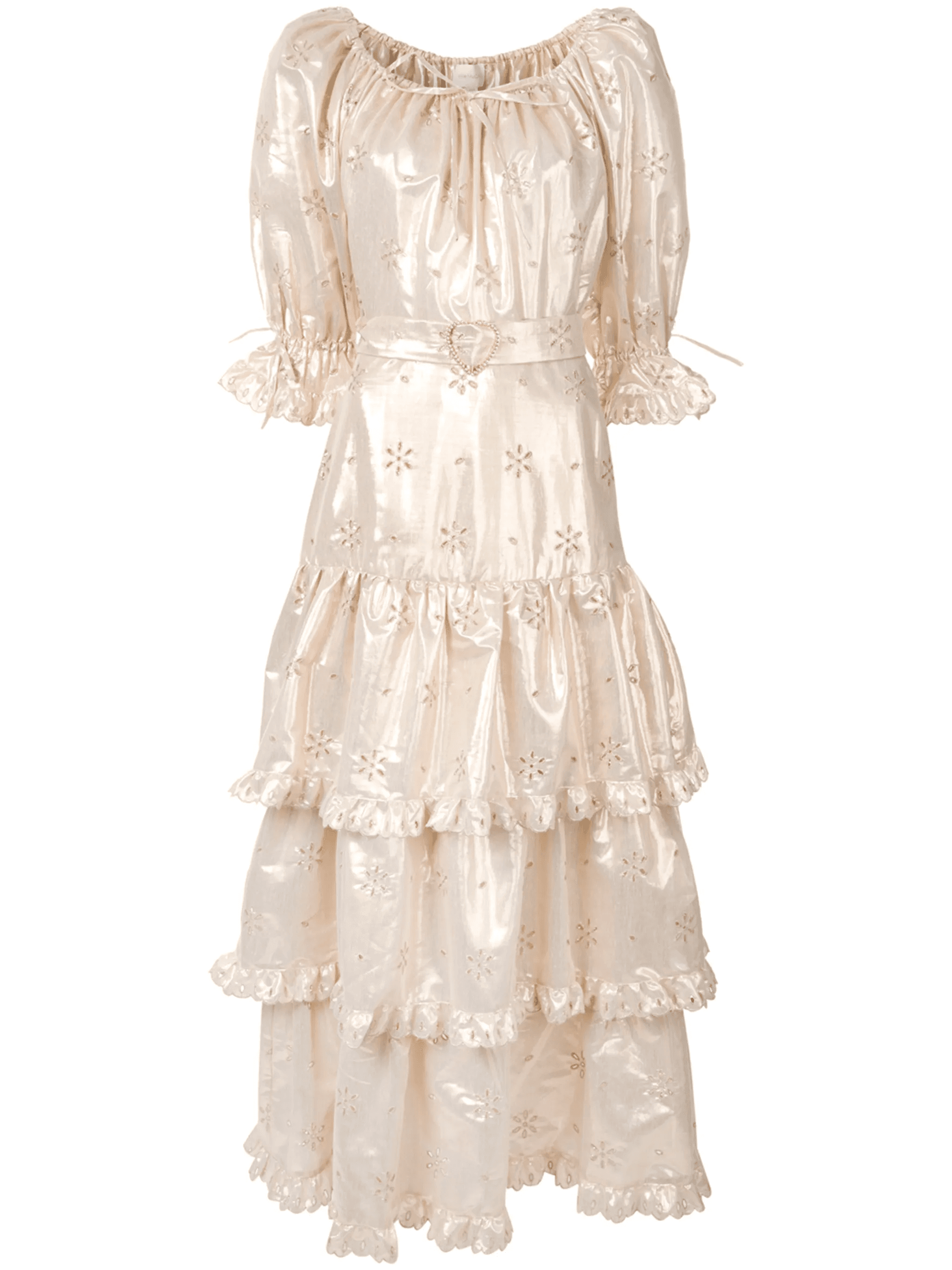 metallic flower embroidered gown - Image 1