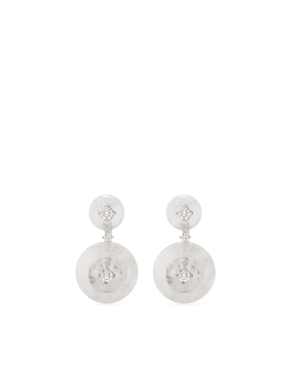 18kt white gold Signal diamond and moonstone earrings - Image 1