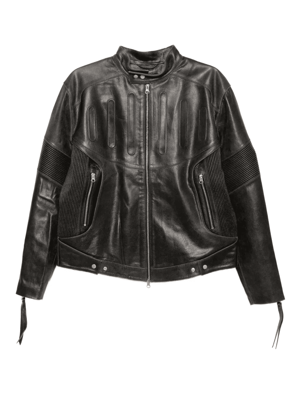 embossed-leather biker jacket - Image 1