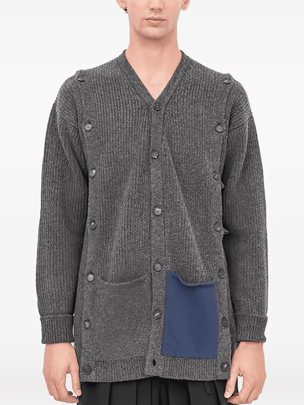 button-up contrast-pocket cardigan - Image 1