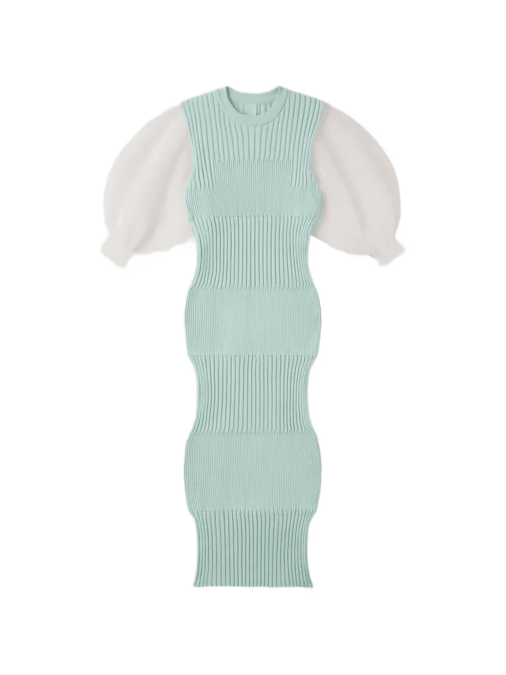 ribbed puff-sleeve midi dress - Image 1