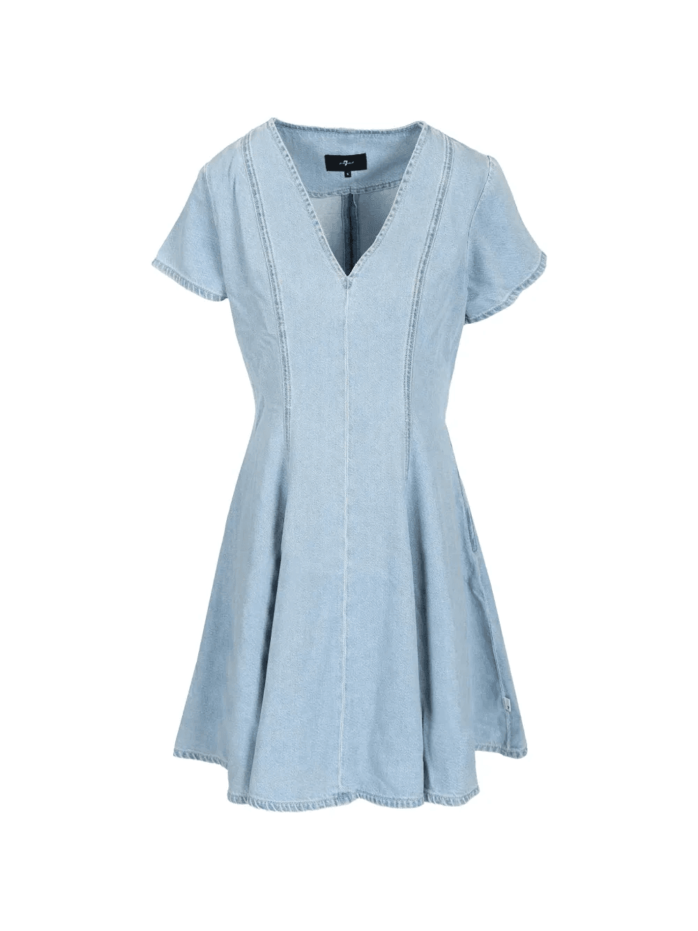 puff-sleeve denim mini dress - Image 1