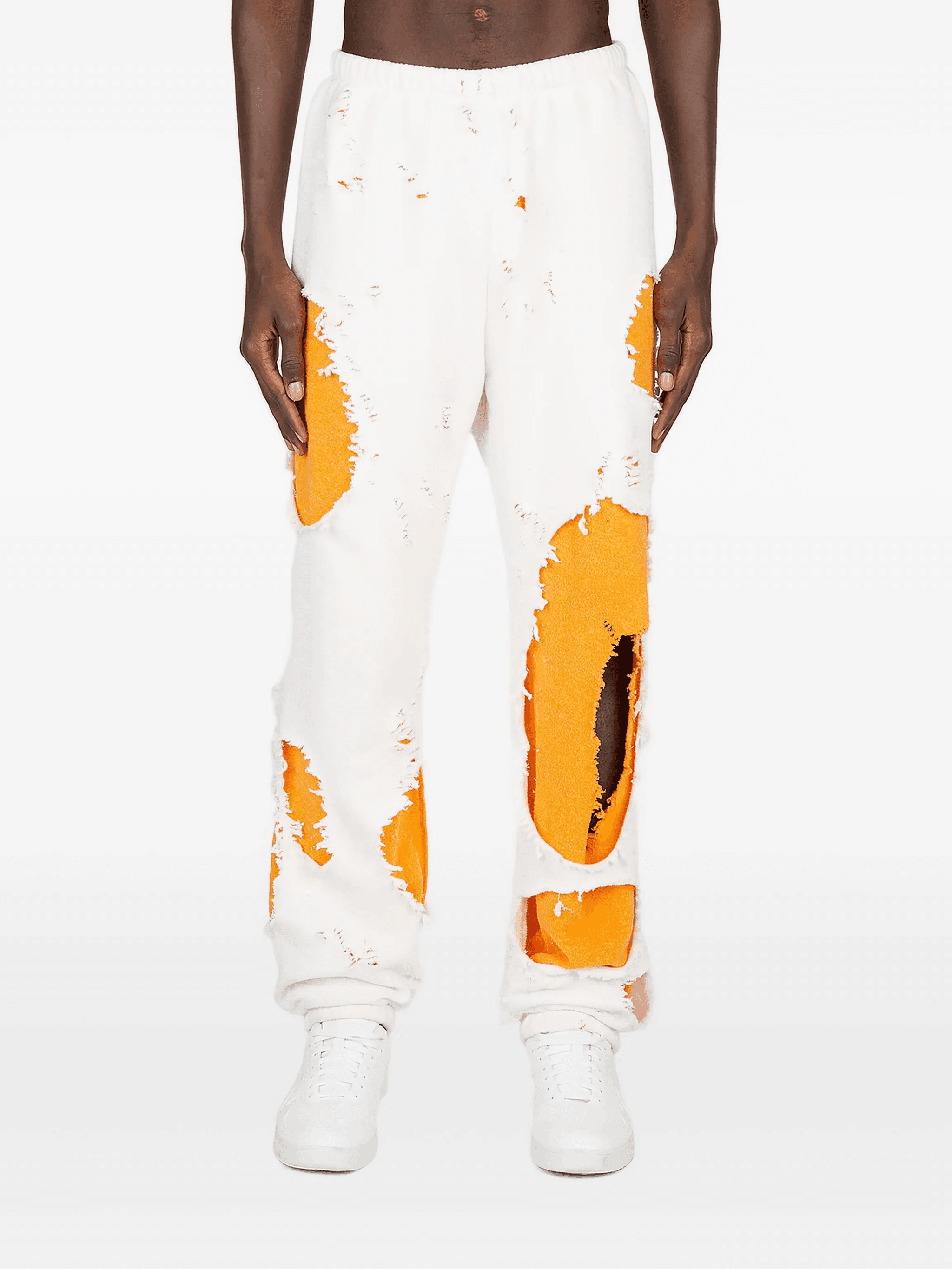 distressed panelled trousers - Image 1