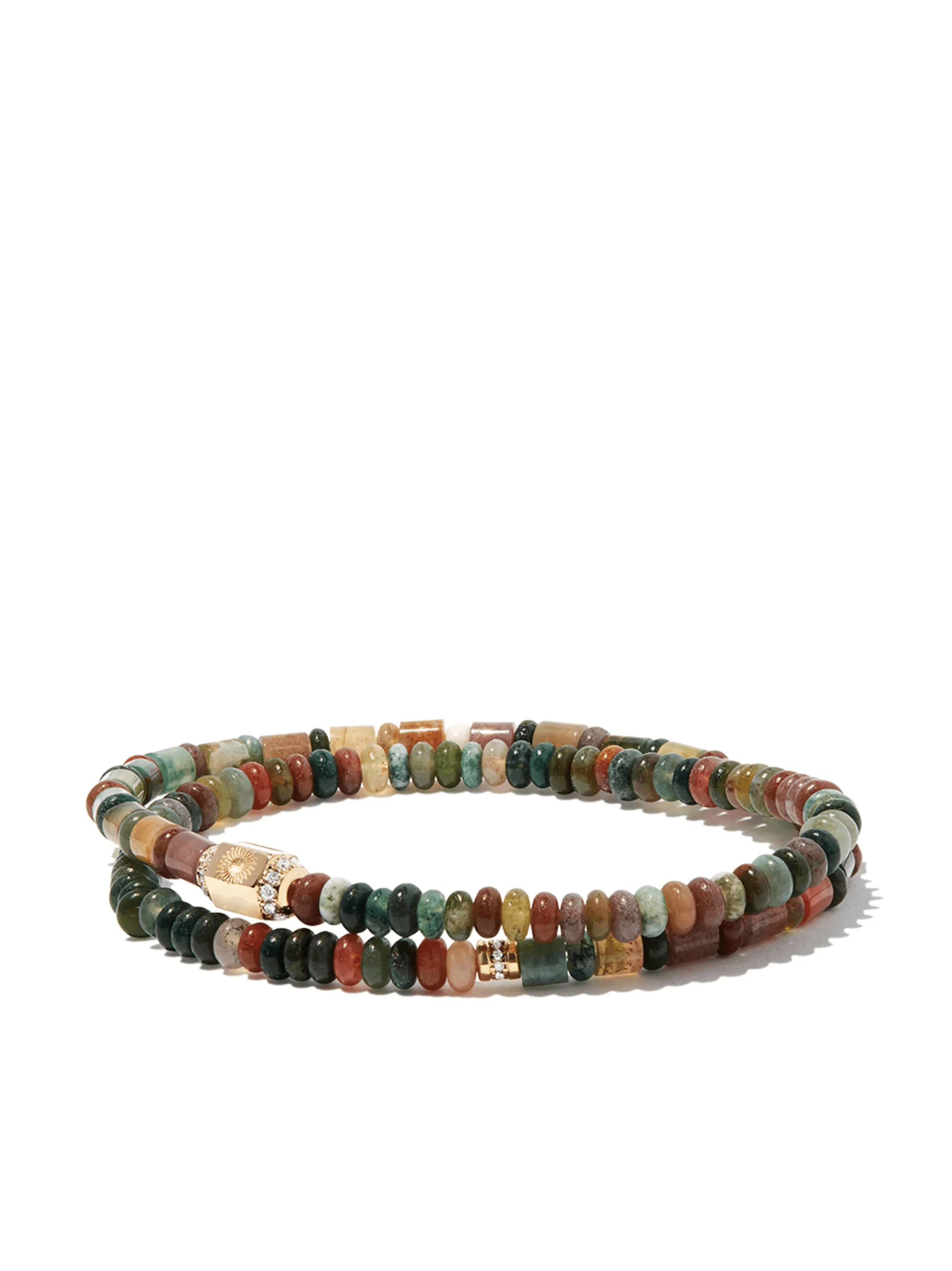 14kt yellow gold diamond sunburst beaded wrap bracelet - Image 1