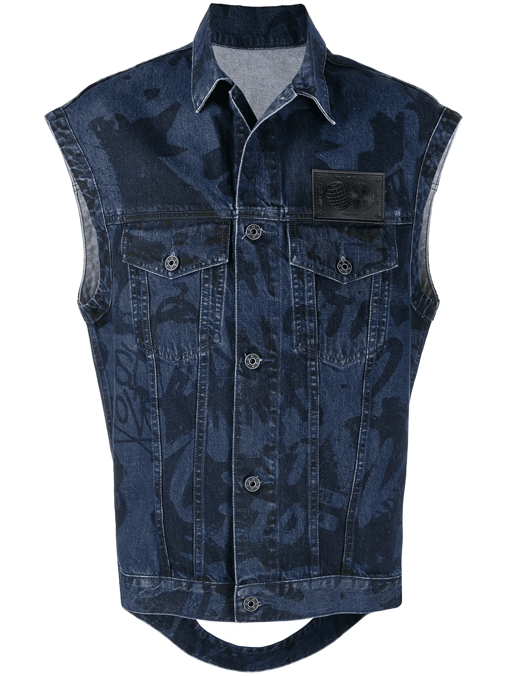 slogan-print denim gilet - Image 1