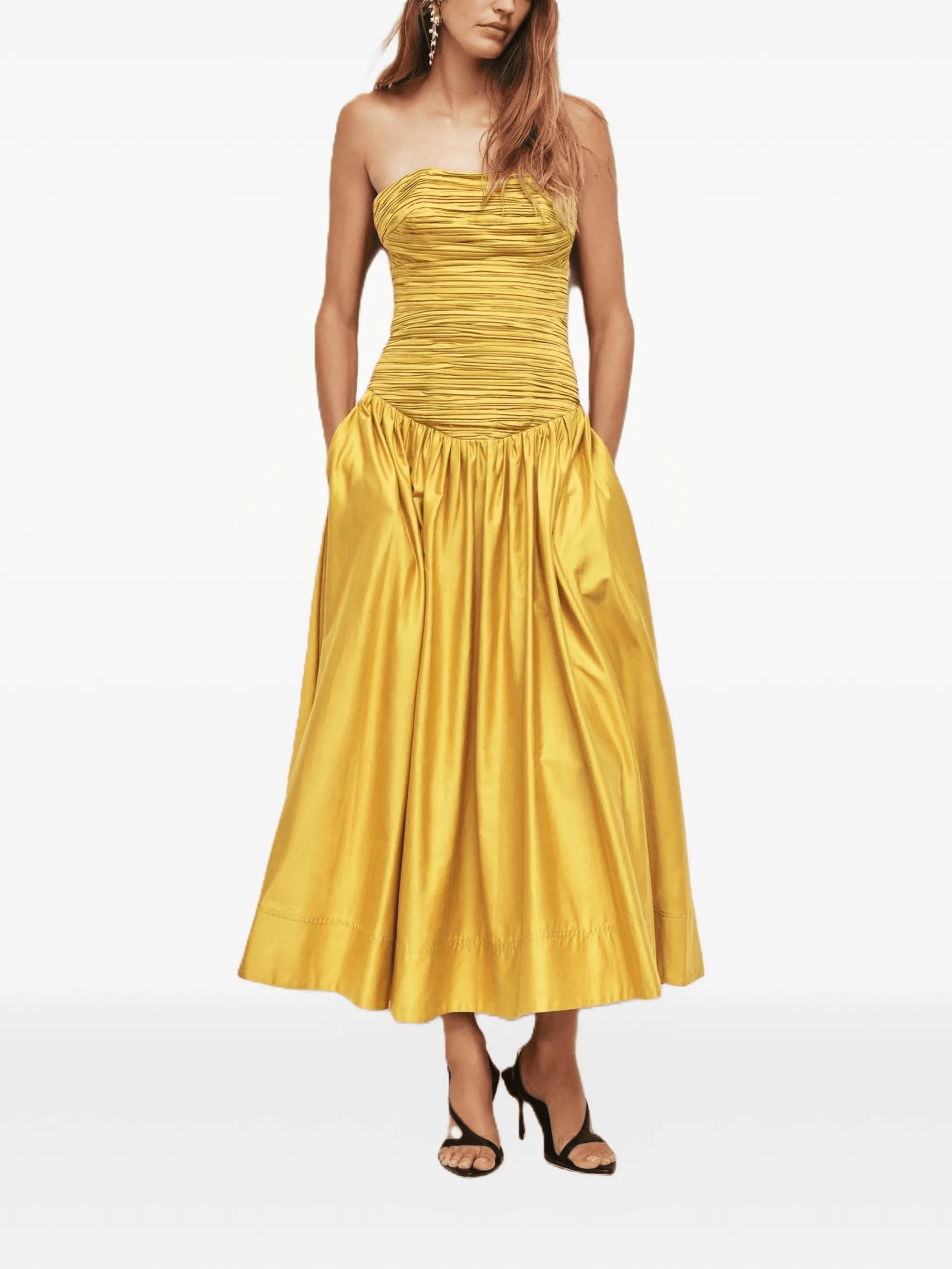 Marigold strapless pocket midi dress - Image 1