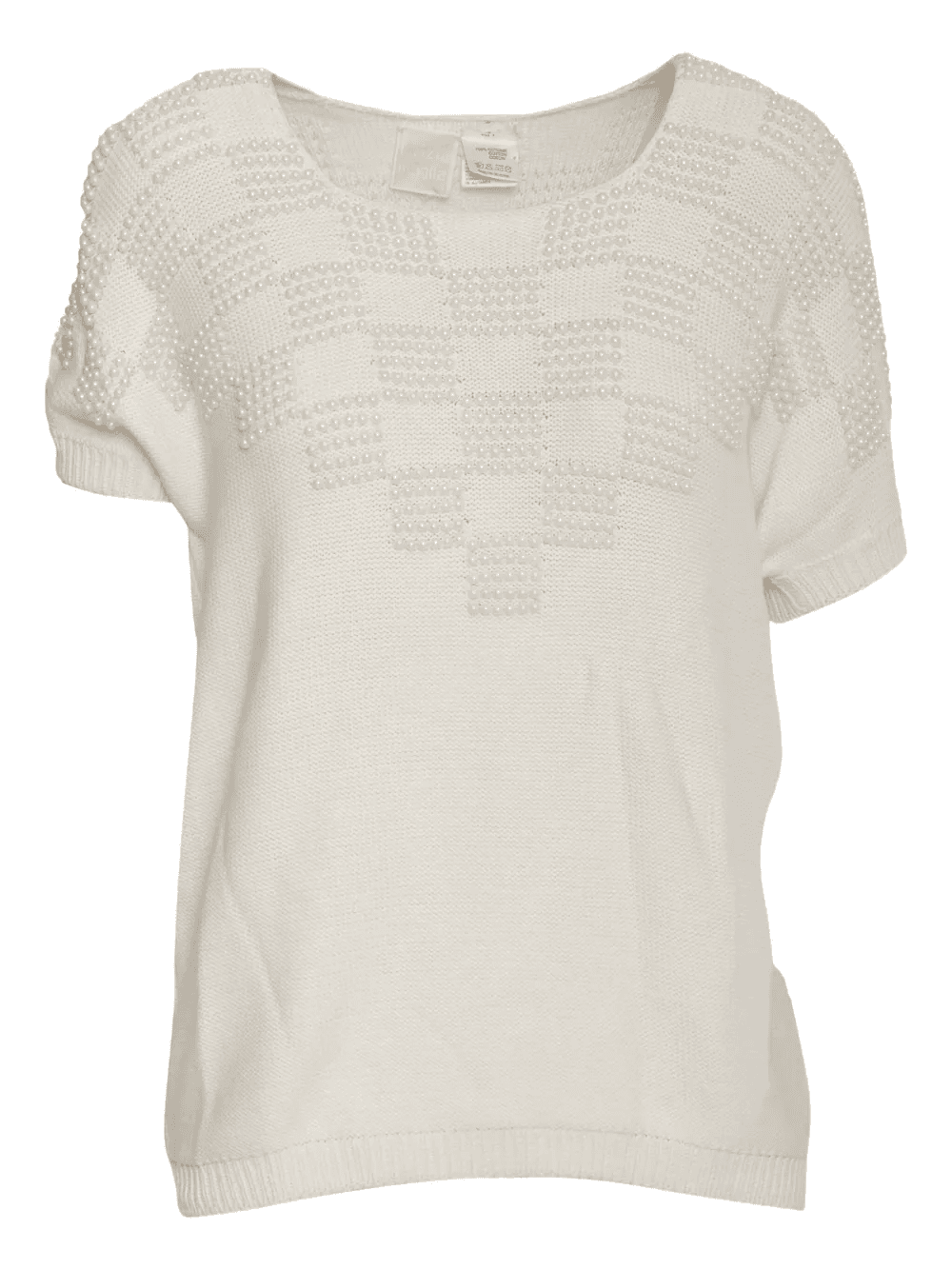 pearl-embellished knit T-shirt - Image 1